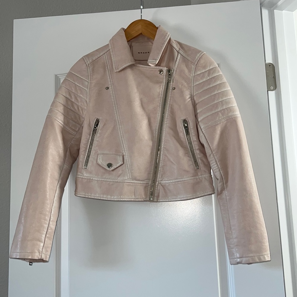 Blank NYC Pale Pink Vegan Leather Moto Jacket Size XS